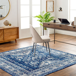 Livabliss Monte Carlo Traditional Polypropylene Area Rug for Elegant Living and Dining Spaces Navy, Light Gra 2' x 2'11" MNC2315-23