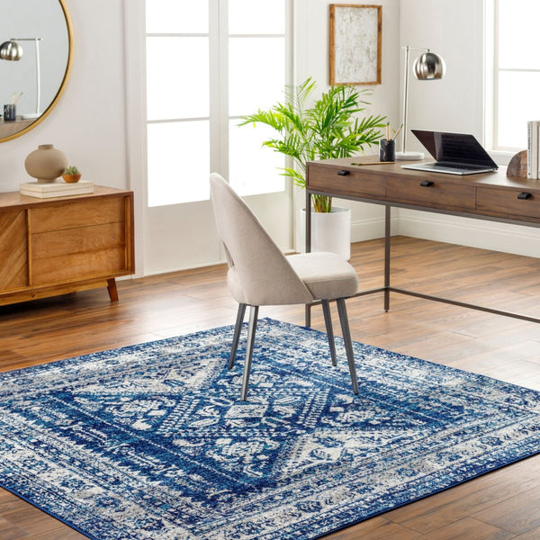 Livabliss Monte Carlo Traditional Polypropylene Area Rug for Elegant Living and Dining Spaces Navy, Light Gra 2' x 2'11" MNC2315-23