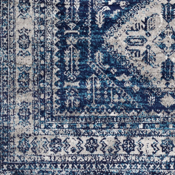 Livabliss Monte Carlo Traditional Polypropylene Area Rug for Elegant Living and Dining Spaces Navy, Light Gra 2'7" x 7'3" MNC2315-2773