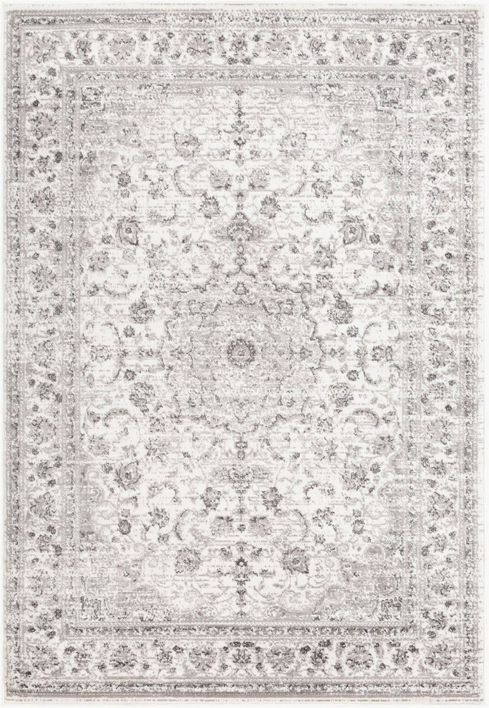 Livabliss Monte Carlo Traditional Polypropylene Area Rug Machine Woven for Living and Dining Rooms Light Gray, Cha 6'11" x 9' MNC2319-679