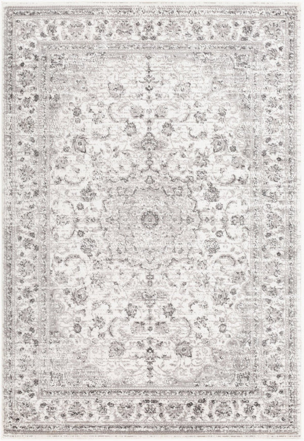 Livabliss Monte Carlo Traditional Polypropylene Area Rug Machine Woven for Living and Dining Rooms Light Gray, Cha 6'11" x 9' MNC2319-679