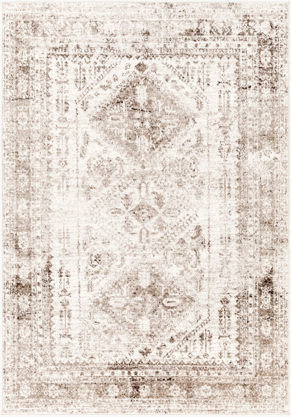 Livabliss Monte Carlo Traditional Medallion Polypropylene Area Rug for Living or Dining Rooms Cream, Light Br 4'3" x 5'7" MNC2342-31157
