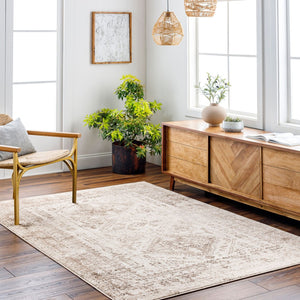 Livabliss Monte Carlo Traditional Medallion Polypropylene Area Rug for Living or Dining Rooms Cream, Light Br 4'3" x 5'7" MNC2342-31157