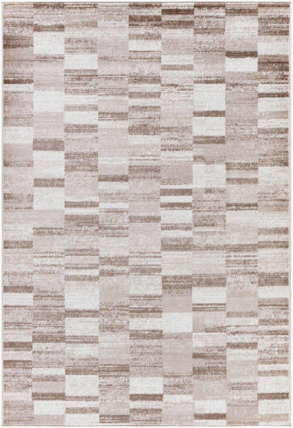 Livabliss Monte Carlo Art Deco Geometric Polypropylene Area Rug for Living and Dining Rooms Light Brown, Cr 5'3" x 7'3" MNC2357-5373