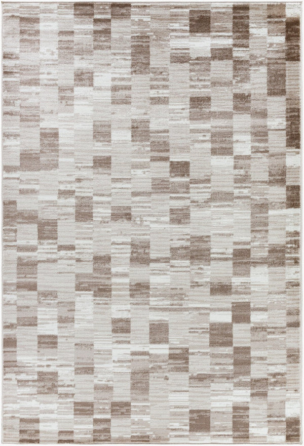 Livabliss Monte Carlo Art Deco Geometric Polypropylene Area Rug for Living Room or Dining Space Light Brown, Cr 5'3" x 7'3" MNC2358-5373