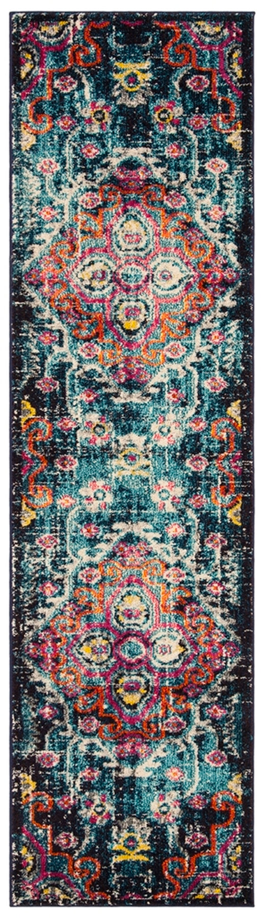 Safavieh Monaco 252 Power Loomed 57% Polypropylene, 30% Cotton, 13% Polyester Transitional Rug Blue / Fuchsia MNC252J-9