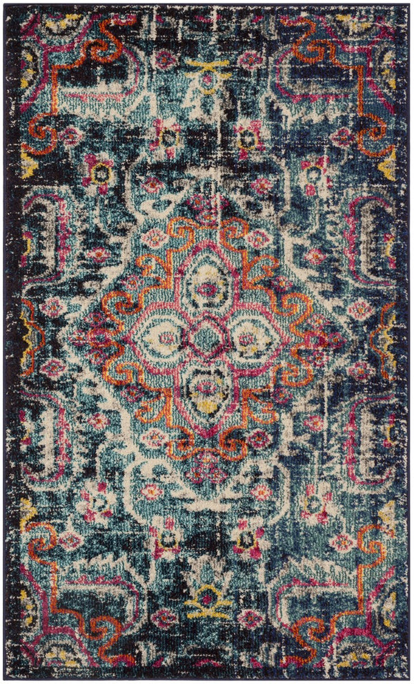 Safavieh Monaco 252 Power Loomed Transitional Rug Blue / Fuchsia 10' x 14'