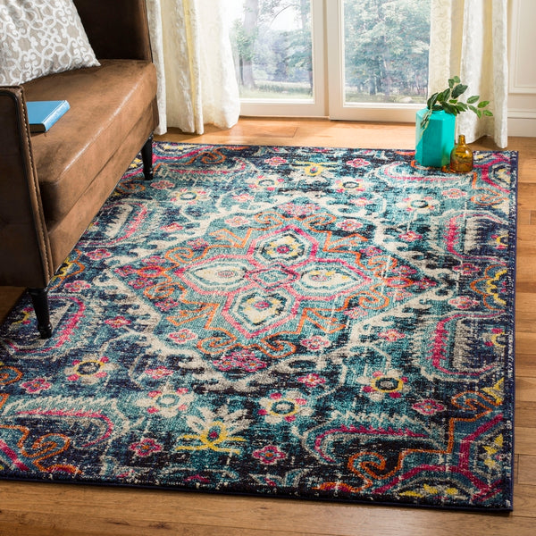 Safavieh Monaco 252 Power Loomed Transitional Rug Blue / Fuchsia 10' x 14'