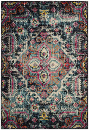 Safavieh Monaco 252 Power Loomed 57% Polypropylene, 30% Cotton, 13% Polyester Transitional Rug Blue / Fuchsia MNC252J-9