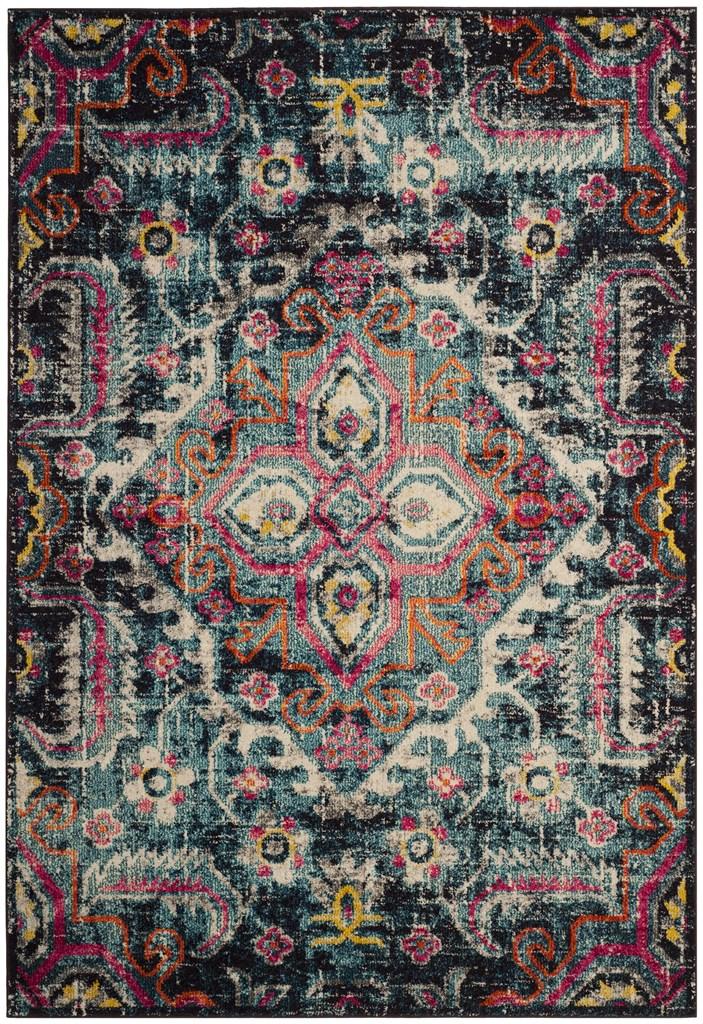 Safavieh Monaco 252 Power Loomed Transitional Rug Blue / Fuchsia 10' x 14'
