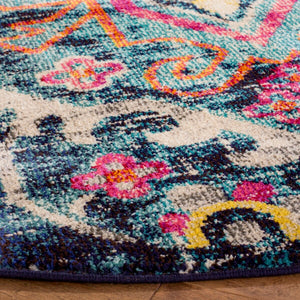 Safavieh Monaco 252 Power Loomed 57% Polypropylene, 30% Cotton, 13% Polyester Transitional Rug Blue / Fuchsia MNC252J-9