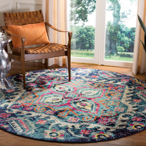 Safavieh Monaco 252 Power Loomed 57% Polypropylene, 30% Cotton, 13% Polyester Transitional Rug Blue / Fuchsia MNC252J-9