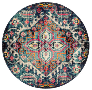 Safavieh Monaco 252 Power Loomed 57% Polypropylene, 30% Cotton, 13% Polyester Transitional Rug Blue / Fuchsia MNC252J-9