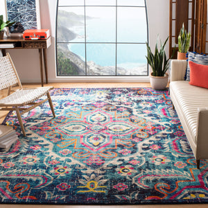 Safavieh Monaco 252 Power Loomed 57% Polypropylene, 30% Cotton, 13% Polyester Transitional Rug Blue / Fuchsia MNC252J-9