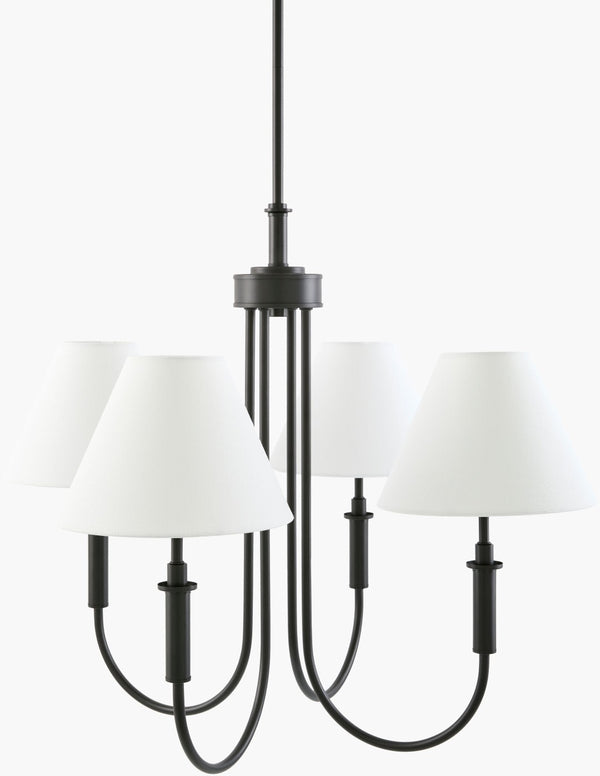 Livabliss Montclaire Art Deco Geometric Chandelier with Linen Accents for Dining and Entryway MNCL-007