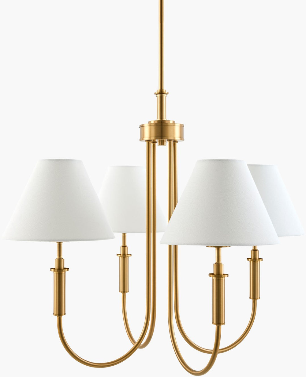Livabliss Montclaire Art Deco Geometric Metal Chandelier with Linen Shades for Dining Rooms MNCL-009
