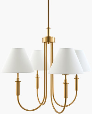Livabliss Montclaire Art Deco Geometric Metal Chandelier with Linen Shades for Dining Rooms MNCL-009