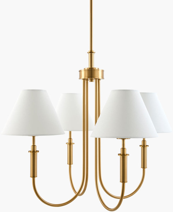 Livabliss Montclaire Art Deco Geometric Metal Chandelier with Linen Shades for Dining Rooms MNCL-009