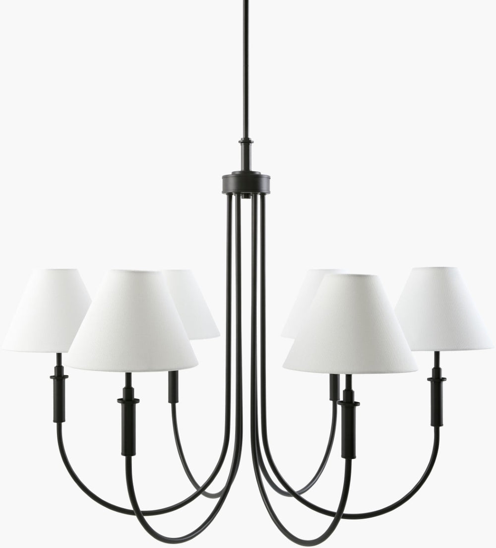 Livabliss Montclaire Art Deco Metal Frame Chandelier with Linen Shades for Dining Rooms MNCL-010