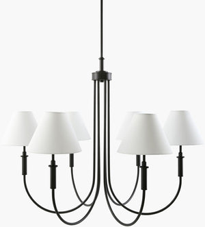 Livabliss Montclaire Art Deco Metal Frame Chandelier with Linen Shades for Dining Rooms MNCL-010