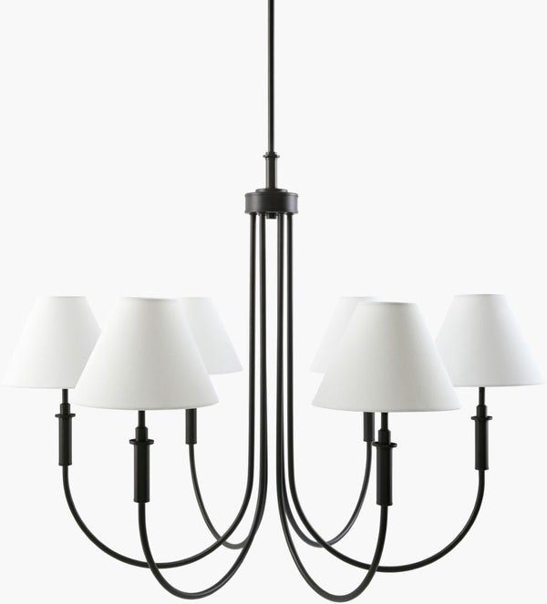 Livabliss Montclaire Art Deco Metal Frame Chandelier with Linen Shades for Dining Rooms MNCL-010