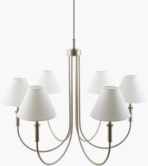 Livabliss Montclaire Art Deco Metal Frame Chandelier with Linen Shades for Dining Entryway MNCL-011