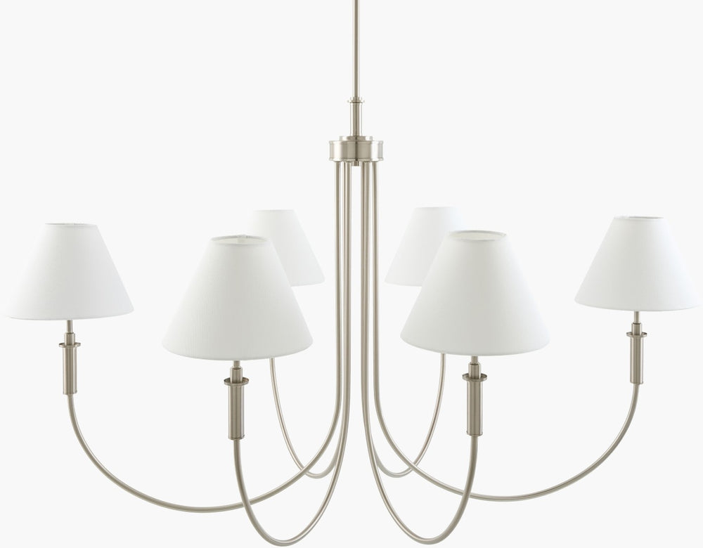 Livabliss Montclaire Art Deco Metal Frame Linen Shade Chandelier for Dining Room or Entryway MNCL-014