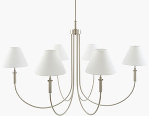 Livabliss Montclaire Art Deco Metal Frame Linen Shade Chandelier for Dining Room or Entryway MNCL-014