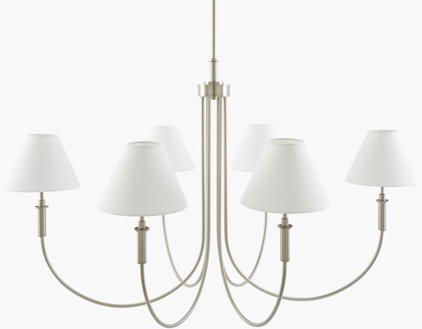 Livabliss Montclaire Art Deco Metal Frame Linen Shade Chandelier for Dining Room or Entryway MNCL-014
