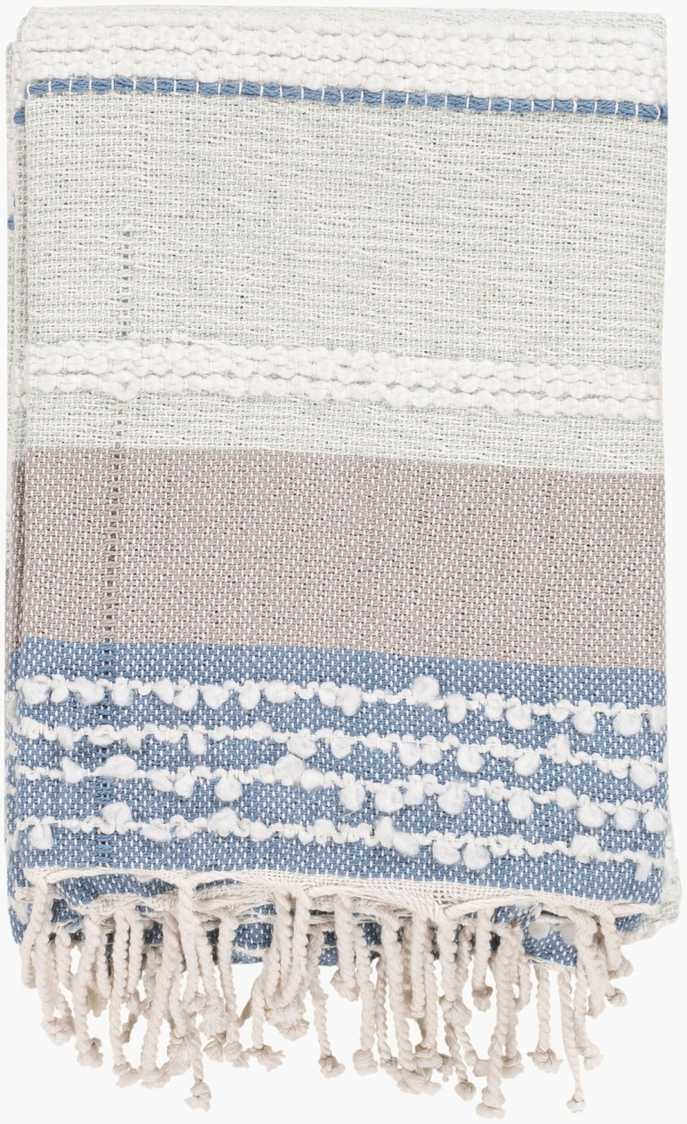 Livabliss Manteo Hand-woven Cotton Acrylic Throw with Fringe for Coastal Boho Bedroom Decor MNE1000-5060
