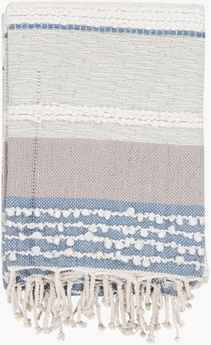 Livabliss Manteo Hand-woven Cotton Acrylic Throw with Fringe for Coastal Boho Bedroom Decor MNE1000-5060
