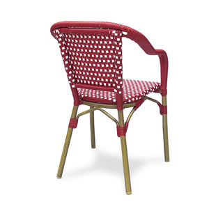 English Elm Bistro Chair Set of 2 French Country Woven Aluminum Outdoor Patio Seating Pair Red 72906.00RED