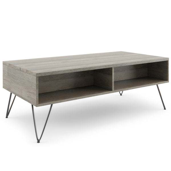 English Elm Hunter Lift Top Coffee Table - Handcrafted Grey Mango Wood With Storage & Industrial Style Legs B136P158729