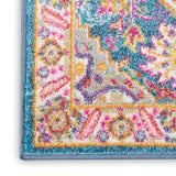 Nourison Passion PSN20 Machine Made Power-loomed Floral Border Indoor Only Bohemian  Rug Teal Multicolor, Teal Multicolor 100% Polypropylene 99446486387