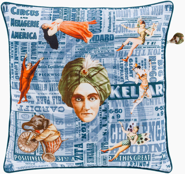 Surya Mind Games 18”L X 18”W Cotton Accent Pillow - Luxurious, Stylish Home Decor For Tranquil Living Spaces Blue Cotton Mng001-1818