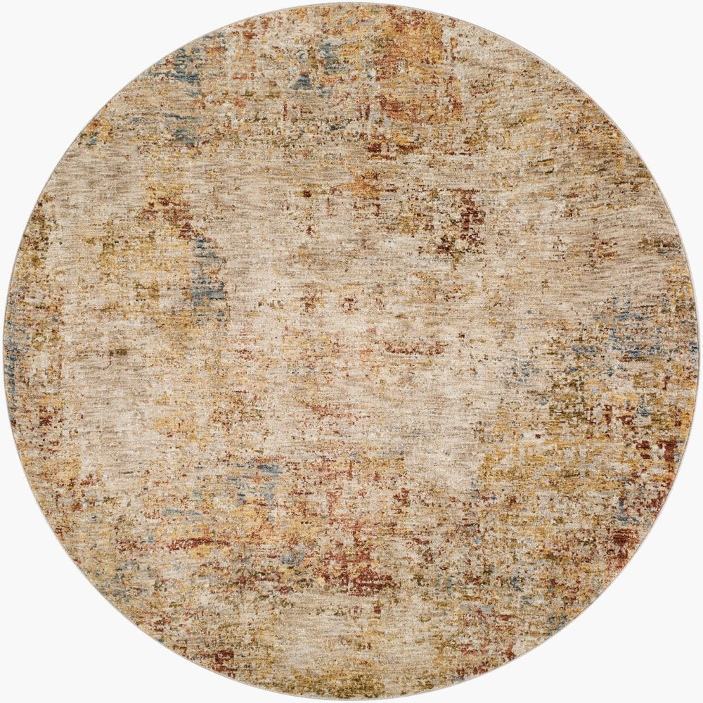 Livabliss Mona Lisa Turkish Patterned Polyester Area Rug with Fringe for Living Dining Rooms Tan, Light Sage 5'3" x 5'3" MNI2300-53RD
