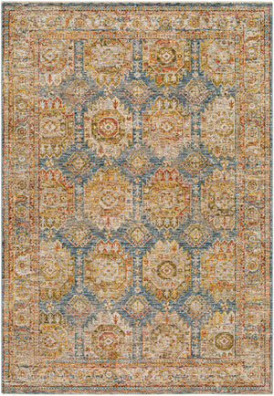 Mona Lisa MNI-2302 6'7" x 9'6" Machine Woven Rug MNI2302-6796  Light Sage, Tan, Dark Blue, Mustard, Rust, Olive Surya