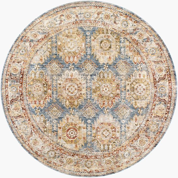 Livabliss Mona Lisa Traditional Turkish Polyester Area Rug for Living Room and Dining Spaces Light Sage, Tan 6'7" x 6'7" MNI2302-67RD
