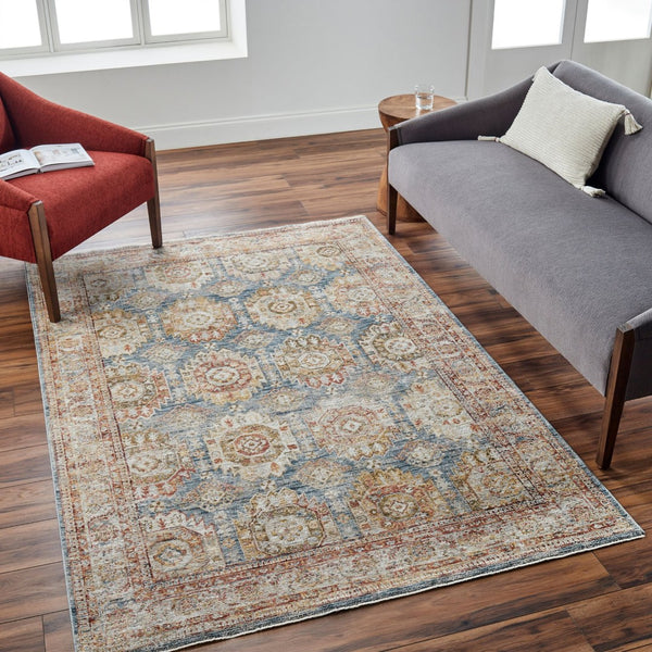 Livabliss Mona Lisa Traditional Turkish Polyester Area Rug for Living Room and Dining Spaces Light Sage, Tan 6'7" x 6'7" MNI2302-67RD