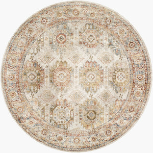 Livabliss Mona Lisa Traditional Turkish Polyester Area Rug with Fringe for Formal Living Rooms Light Sage, Tan 7'10" x 7'10" MNI2303-710RD