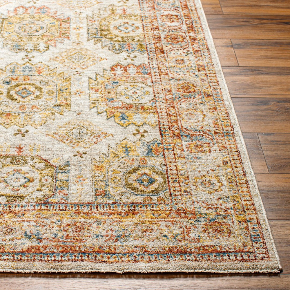 Livabliss Mona Lisa Traditional Turkish Polyester Area Rug with Fringe for Formal Living Rooms Light Sage, Tan 6'7" x 9'6" MNI2303-6796