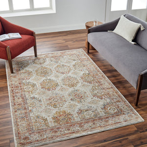 Livabliss Mona Lisa Traditional Turkish Polyester Area Rug with Fringe for Formal Living Rooms Light Sage, Tan 10' x 13'11" MNI2303-1014