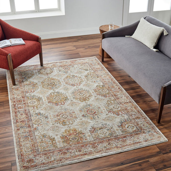 Livabliss Mona Lisa Traditional Turkish Polyester Area Rug with Fringe for Formal Living Rooms Light Sage, Tan 10' x 13'11" MNI2303-1014