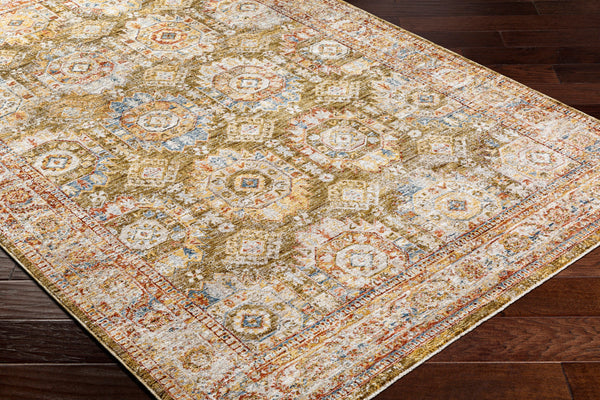 Mona Lisa MNI-2304 9' x 12'2" Machine Woven Rug MNI2304-9122  Light Sage, Mustard, Tan, Olive, Rust, Sage Surya