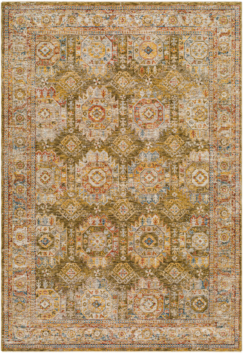 Mona Lisa MNI-2304 9' x 12'2" Machine Woven Rug MNI2304-9122  Light Sage, Mustard, Tan, Olive, Rust, Sage Surya