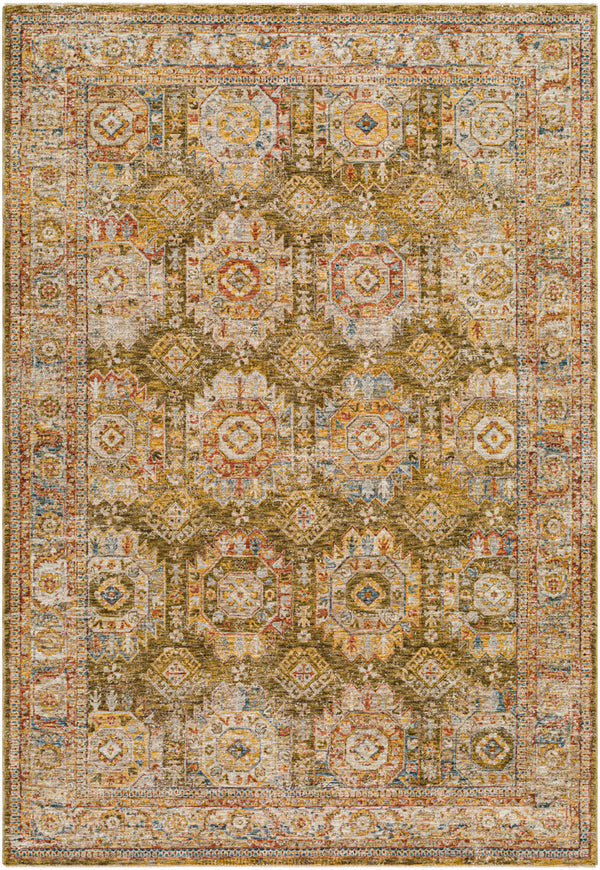 Mona Lisa MNI-2304 9' x 12'2" Machine Woven Rug MNI2304-9122  Light Sage, Mustard, Tan, Olive, Rust, Sage Surya