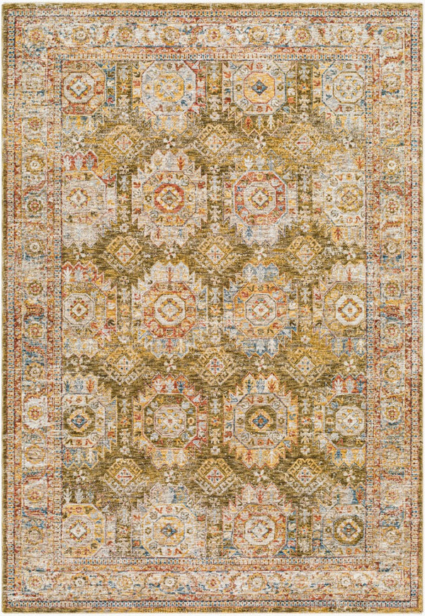 Livabliss Mona Lisa Traditional Medallion Polyester Area Rug for Formal Living and Dining Rooms Light Sage, Mus 6'7" x 9'6" MNI2304-6796