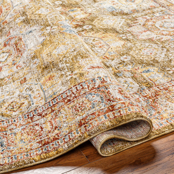 Mona Lisa MNI-2304 9' x 12'2" Machine Woven Rug MNI2304-9122  Light Sage, Mustard, Tan, Olive, Rust, Sage Surya