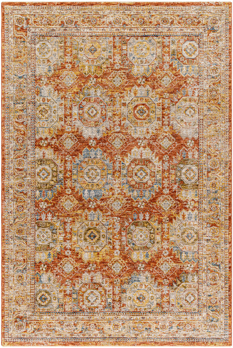 Mona Lisa MNI-2305 9' x 12'2" Machine Woven Rug MNI2305-9122  Light Sage, Rust, Mustard, Tan, Sage, Dark Blue Surya