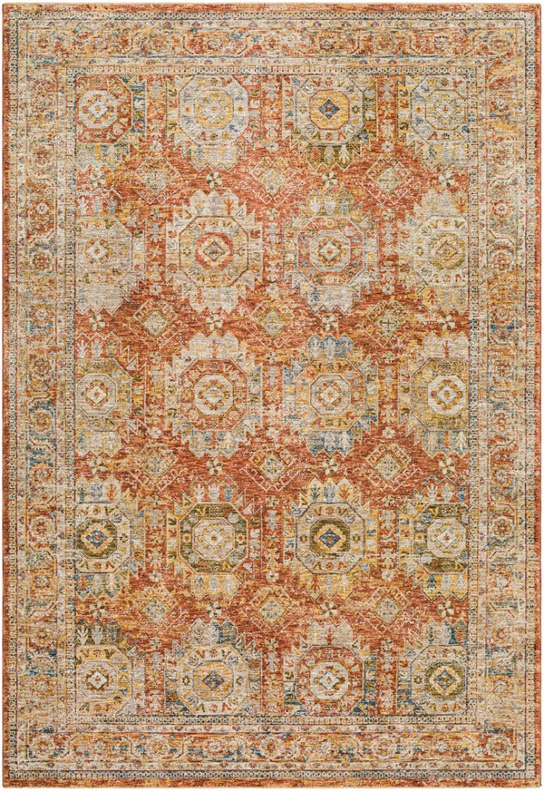 Mona Lisa MNI-2305 6'7" x 9'6" Machine Woven Rug MNI2305-6796  Light Sage, Rust, Mustard, Tan, Sage, Dark Blue Surya
